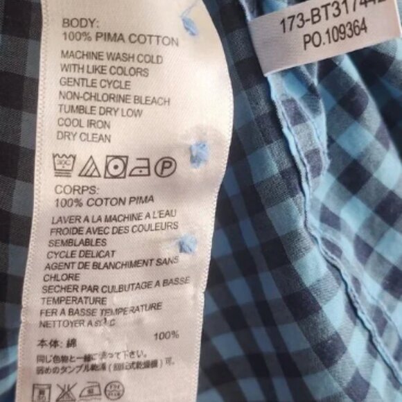 Tommy Bahama Shirt Mens 2XL Blue Check Button Up Long Sleeve Pima Cotton Casual - Picture 6 of 10